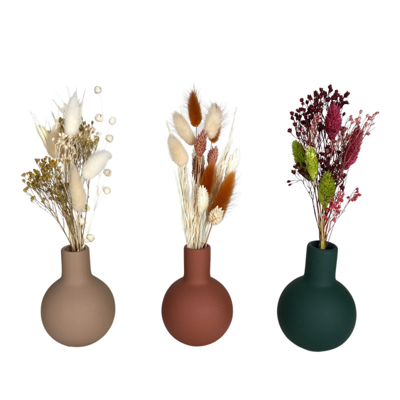 3 Vases ronds sans fleurs - 3 Coloris de vases