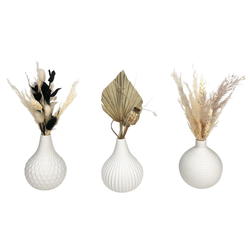 3 matching vases white without flowers