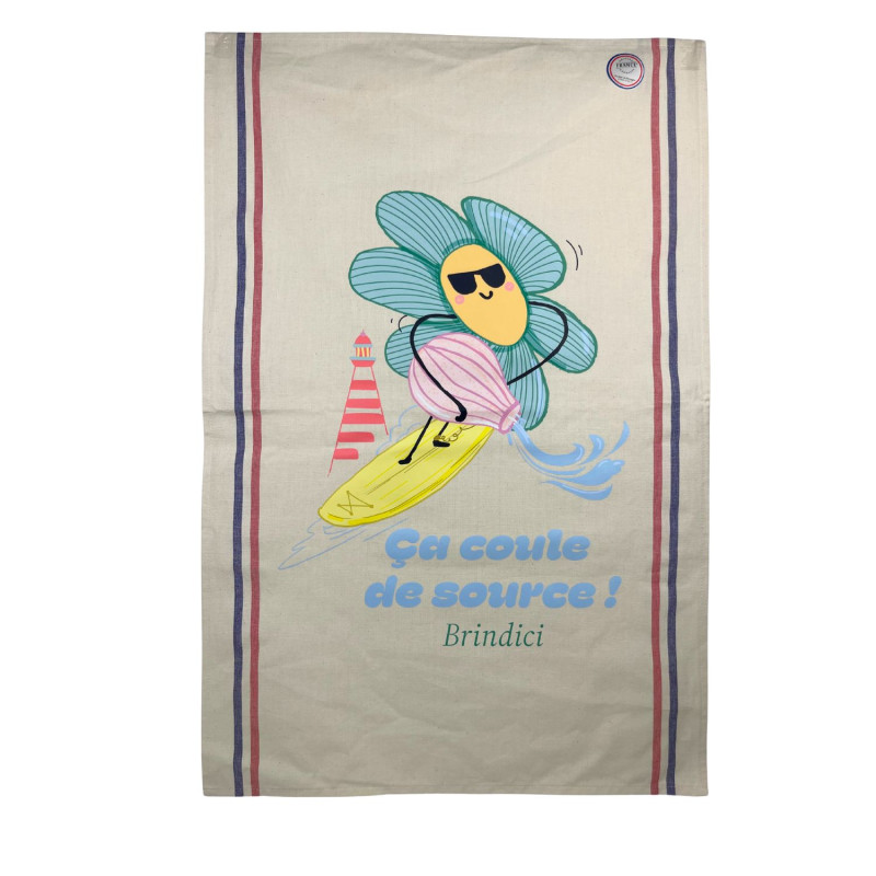 Torchon Coton Fleurs Surf