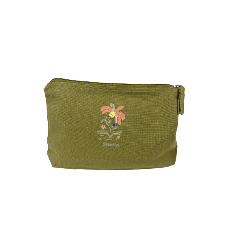Trousse de toilette Fleur Perchée Kaki